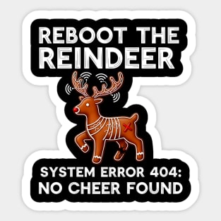 Reboot The Reindeer System Error 404 Christmas Sticker